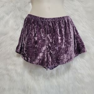 Pre-owned Josie Natori Lavendar Purple Velvet Crushed Velvet Shorts Whimsigoth